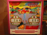 Image # 21556: Double Barrel Backglass 
(This backbox has been repainted.)