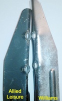 Image # 68580: Dyn O' Mite Leg Bolt Hole Comparison 
(A standard Williams pinball machine leg is shown here to compare leg bolt hole distances.)