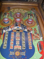 Image # 23684: Easy Aces Sample Playfield 
(This is an Early Production game with serial number '008325 S'. The 'S' denotes 'Sample'.)