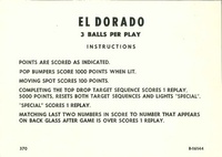 Image # 50401: El Dorado Instruction Card - 3 Balls