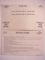 Image # 26313: Elektra Instruction Card