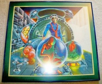 Image # 71158: Embryon Original Backglass Artwork 
(Artist is Tony Ramunni.Watercolor on posterboard.Approximate dimensions 25 1/2  inches by 28 inches. Metal frame is 30 by 32 inches.)
