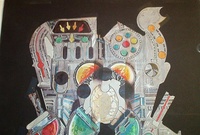 Image # 71162: Embryon Original Playfield Concept Artwork - Detail 
(Artist is Tony Ramunni.Colored pencils on paper, affixed to black tagboard.Approximate dimensions 12  inches by 18 1/2 inches. Tagboard is 17 inches by 24 inches.)