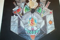 Image # 71163: Embryon Original Playfield Concept Artwork - Detail 
(Artist is Tony Ramunni.Colored pencils on paper, affixed to black tagboard.Approximate dimensions 12  inches by 18 1/2 inches. Tagboard is 17 inches by 24 inches.)