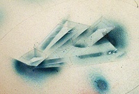 Image # 71166: Embryon Original Playfield Concept Artwork - Reverse - Detail 
(Artist is Tony Ramunni.Unidentified media on tagboard.Dimensions 17 inches by 24 inches.)