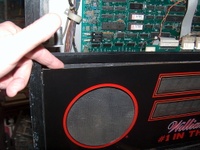 Image # 54048: F-14 Tomcat Early Production - Speaker Panel 
(This display panel is glued to the backbox instead of held by the support that is holding up the backglass above it. Serial number 554 95836.)