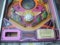 Image # 38010: Fan-Tas-Tic Lower Playfield 
(The pop bumpers cap shown here is not original to this game.)
