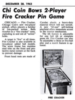 Image # 75685: Fire Cracker Billboard New Game Announcement 
(The Billboard, Dec-28-1963, page 33)