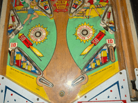 Image # 80270: Fire Cracker Lower Playfield 
(The post between the flippers was added after-factory.)