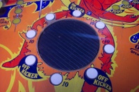 Image # 28301: Fireball Early Production Playfield - Black Spinner 
(Serial number 1014.)