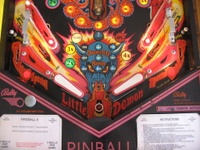 Image # 40270: Fireball II Illuminated Lower Playfield 
(The factory mylar has been removed from this playfield. The black rings around the bonus inserts were repainted.)