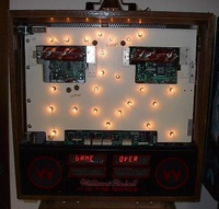 Image # 3182: Fire! (Champagne Edition) Behind Backglass 
(The speaker panel on the game shown here is actually one from Williams' 1987 F-14 Tomcat machine.)