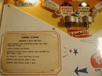 Image # 31096: Flipper Clown Sample Game - Instruction Card 
(Serial number '01004 S' is stamped on outside of cabinet above the coin door.)