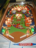 Image # 16129: Flying Carpet Illuminated Playfield 
(The instruction card shown here is the wrong one for this game. It belongs to Gottlieb's 1968 'Royal Guard'.)