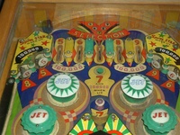 Image # 23500: 4 Star Upper Playfield 
(The top two pop bumper caps are not original to this game.)