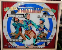 Image # 17157: Freedom Early Production Backglass 
(This image is from the game with serial number 1100.)