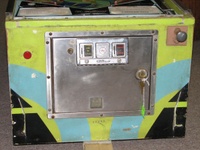 Image # 53305: Gay 90's Cabinet - Front 
(The number 45002 below the coin door likely was added by an operator. The manufacturer's serial number is to the lower right of it and has been obliterated.)