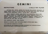 Image # 63666: Gemini Sample Game - Instruction Card - 3 Ball