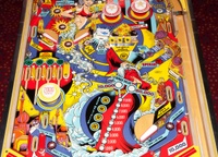 Image # 52470: Genie Middle Playfield 
(The upper left set of flippers are not original and are longer than what the manufacturer had installed.)
